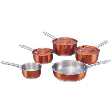 China Sustainable Fashionable Stainless Steel 8-PC Cookware Set With Color Painting for sale