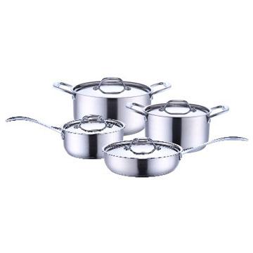 China Sustainable Hot Selling High Quality Stainless Steel Cooking Pots Set In 8 Pieces for sale