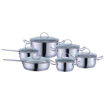 China Sustainable Hot Selling High Quality Stainless Steel Cookware Casserole Set With Glass Lid for sale