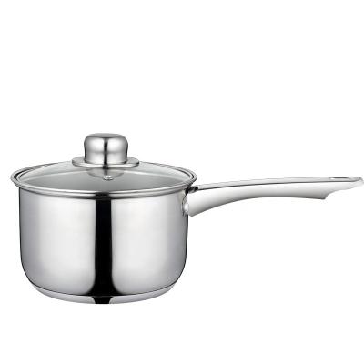 China 18cm stocked saucepan milkpot stainless steel saucepan with glass lid for sale