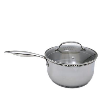 China Stocked Well Selling 18cm Stainless Steel Pan With Pan Lid For Cooking for sale