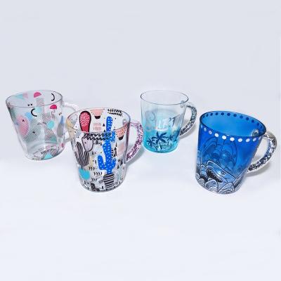 China Wholesale Viable Colorful Cute Decal High Borosilicate Heat Resistant Glass Coffee Mugs Set Gift Box With Handle for sale