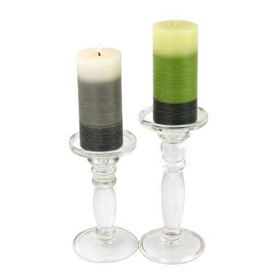 China Elegant Glass Pillar Crystal Candle Stand Holders Wedding Vintage Clear Wholesale Home Decoration for sale