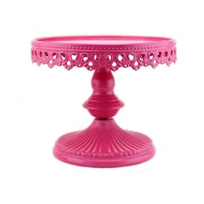 China Viable support of Rose Pink Metal Wedding Cake for sale