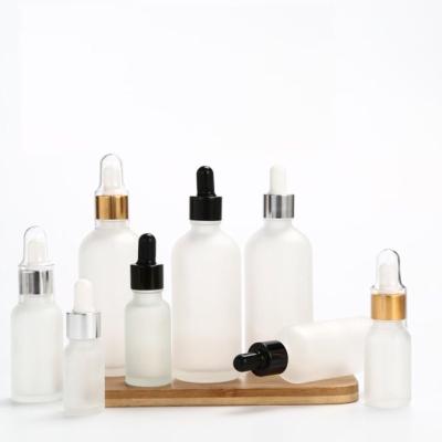 China Wholesale 5ml 10ml 15ml 20ml 30ml 50ml 100ml Essential Oil Clear Frosted Essential Oil Packaging Facial Serum Dropper Glass Bottle for sale