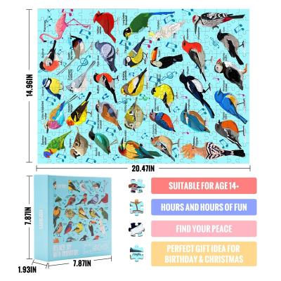 China Eco-friendly hot sale natural animal bird phonetic puzzle 500 pieces jigsaw puzzle for sale