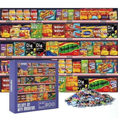 China 100% Eco-friendly Supermarket Snacks Beam Kids Games Puzzle Toys 500 Piece Jigsaw Puzzle for sale