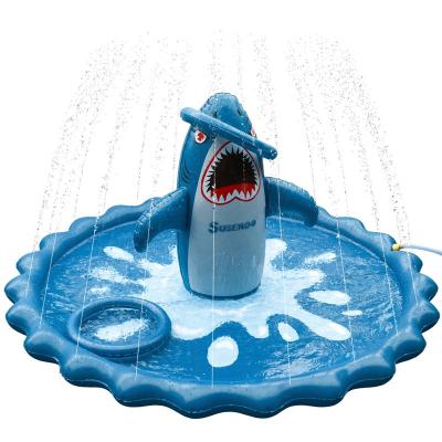 China Summer Entertainment Toys Shark Water Sprinkler Mat Inflatable Water Kids Water Floating Outdoor Sprinkler for sale