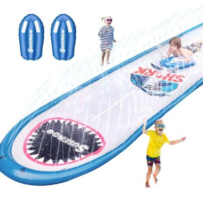 China 2021 Shark Commercial Inflatable Shark Splash Water Slide And Slide For Kids for sale