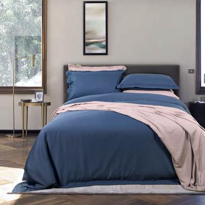 China Amazon Nondisposable Hot Selling Bedding Set Bed Sheet Luxury Bamboo Single Color Fabric Embroidered Bedspread Silk Sheet for sale