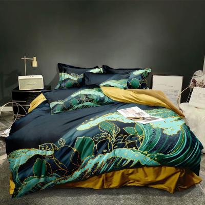 China Nondisposable Wholesale Queen Size Duvet Cover Bedding Set 100% Custom Made Sheets 3D Microfiber Digital Printing Marble Bed Sheet for sale