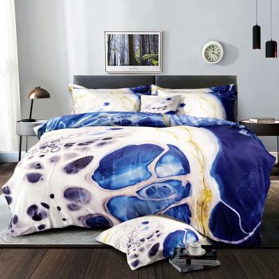 China 100% Custom Nondisposable Microfiber Digital Printing Marble Sheet Bedding Set Queen Size Duvet Cover 3D Sheets for sale