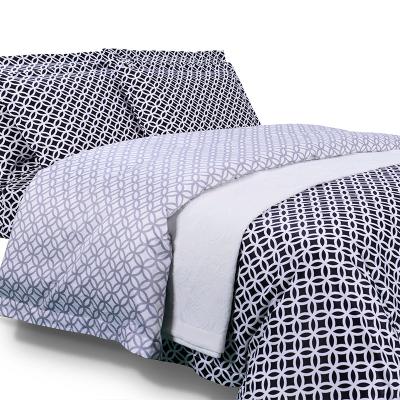 China Modern Hot Sale Black And White Geometric Pattern Nondisposable Bed Linens 4 Piece Flat Sheet Bedding Set for sale