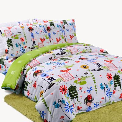 China Hot Sale 60s Nondisposable 100% Cotton Sateen Bed Linen Cartoon Design Bedding Sheet Set Duvet Cover Sets for sale