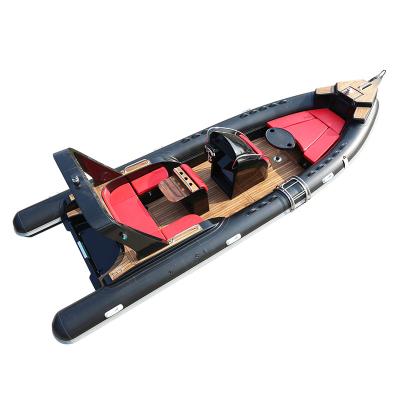 China Hot sale 760cm family entertainment Hypalon military RIB aluminum hull fiberglass inflatable boat with outboard motor rib boat for water ocear for sale