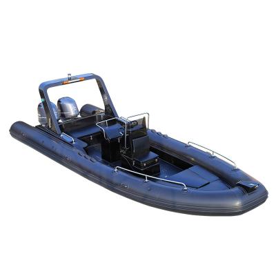 China Hot sale 760cm family entertainment Hypalon military RIB aluminum hull fiberglass inflatable boat with outboard motor rib boat for water ocear for sale