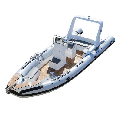 China Military Inflatable Family Entertainment Hypalon RIB 760 Fiberglass Hull With Outboard Engine RIB Boat for sale