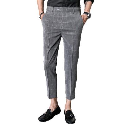 China Anti-Static Korean Style Slim Gery Mens Suit Square Pants For Business Man Trouser Suit For Young Man Formal Pant Suits For Weddings for sale