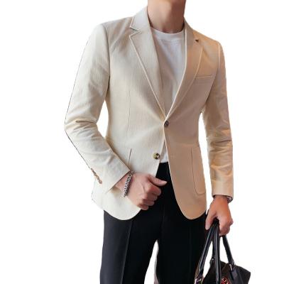 China 2021 Viable Men's Cotton Clothes Spring Casual Autumn Formal Business Single Breasted Slim Button Suit Blazer Coat Jacket Tops for sale