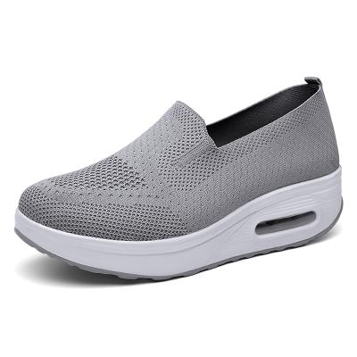 China CUSHIONING Spring Women's Sports Thick-soled Heightening Casual Shoes, One-Step Flight Woven Air-cushioned Shoes for sale