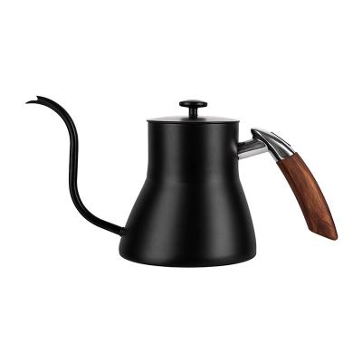 China Durable 800ML Stainless Steel Mouth Coffee Set Hand Puncher Mocha Pot Maker Teflon Coffee Goose Neck Viable Spout Long Drip Kettle for sale