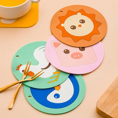 China Round PVC Drinks Cup Coaster Heat Insulation Coffee Tea Cup Table Mat Cartoon Kitchen Placemat Bowl Cute Soft Durable Dish Pot Pad for sale