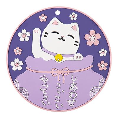 China PVC Cup Coaster Heat Insulation Coffee Tea Cup Round Anti-skid Table Mat Cartoon Kitchen Placemat Cat Shape Bowl Dish Pot Pad for sale