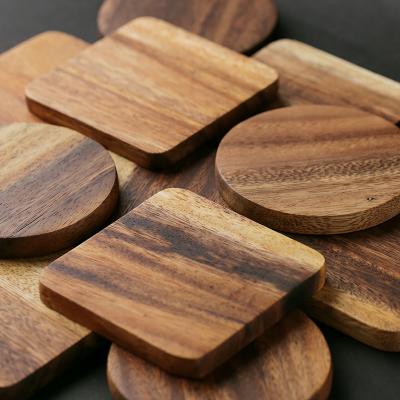 China Wooden Acacia Cup Coaster Coffee Tea Cup Coasters Viable Mat Kitchen Placemat Bowl Coasters Table Decor Heat Insulation Pads for sale