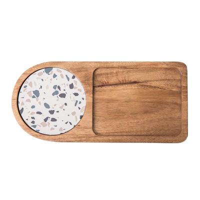 China Viable Wooden Cup Coasters Coffee Tea Cup Mat Unique Kitchen Placemat Bowl Ceramic Insulation Pads Dried Fruit Candy Nut Dish Tray for sale