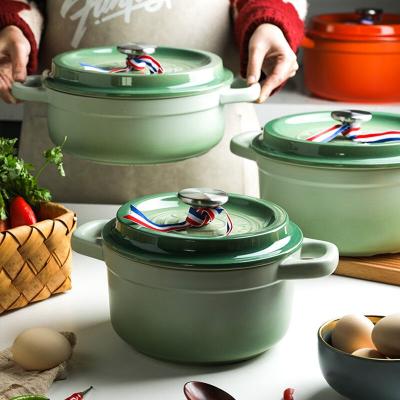 China Sustainable Nordic Household Stew Pot Ceramic Soup Style Casserole Cooking Pot Gas Stovetop Casserole Stock Pot Kitchen Cookware Casserole for sale