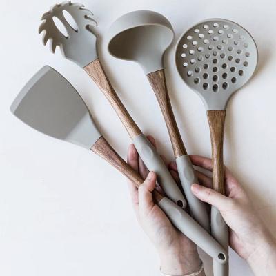 China Viable Silicone Cookware Sets Soup Spoon Scoop Spatula Pocket Slotted Turner Pasta Server Heat Resistant Cookware Sets for sale