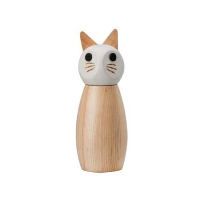 China Wooden Cute Viable Home Decor Bottle Ceramic Core Salt Grinder Cat Spice Mills Handheld Seasoning Pepper Mill Cooking BBQ Tools for sale