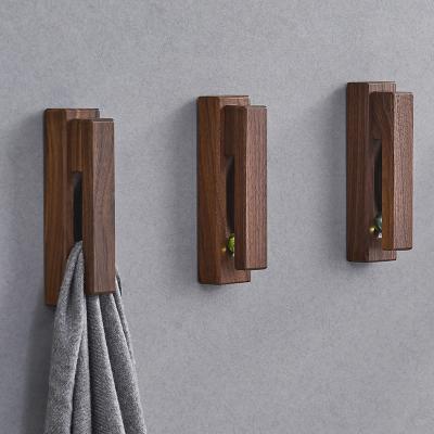 China NEW Creative Wooden Hook Towel Hook Storage Hanger Black Walnut Hat Rack Kitchen Bathroom Sundries Viable DROP Wall Mounted Rack for sale