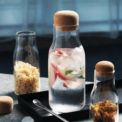 China Kitchen Food Storage Viable Clear Glass Jar Sealed Spices Sugar Bottle Tea Coffee Container Box Grains Nuts Candy Can With Cork Lid for sale