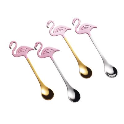 China Personalized Disposable Flamingo Handle Stainless Steel Dinner Metal Dessert Fork for sale