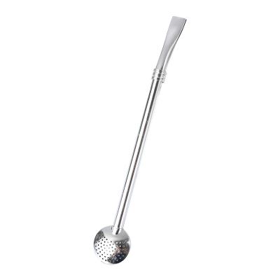 China Viable Wholesale Food Grade Metal Stainless Steel Filter Drinking Straw Spoon for sale