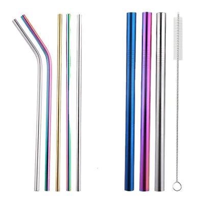 China Wholesale Sustainable Food Grade Metal Drinks Metal 304 Stainless Steel Reusable Drinking Straws for sale