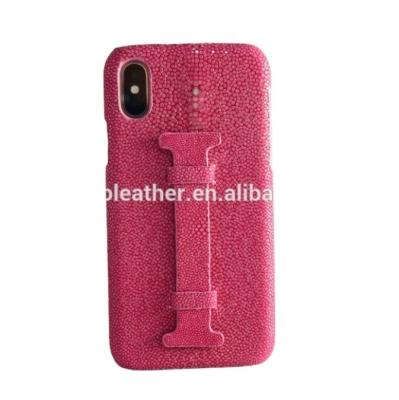 China Fashion Fishskin Cell Phone Back Case Luxury High Quality Real Grain Soft Animal Genuine Leather for sale