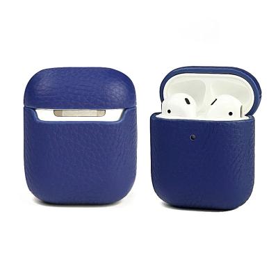 China Wholesale High Quality Dark Blue Shockproof Leather Customize Logo Smart Protective Case For Airpods 12 Genuine Case for sale