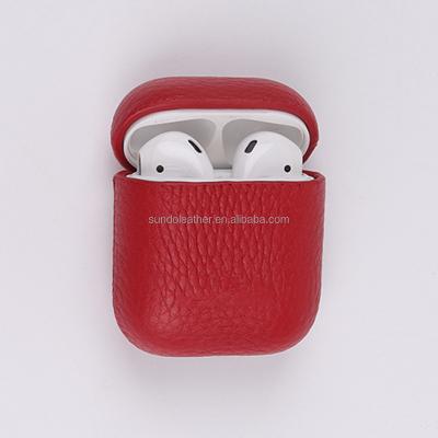 China Luxury Shockproof Litchi Genuine Pebble Sundo Earphone Cover Red Leather Shockproof Protective Case For Iphone for sale