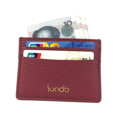 China Trending Genuine Leather SUNDO 2021 NATIONAL OEM Credit Card Holder Single Pebble Grain Single Grain Card Holder Wallet Purse for sale