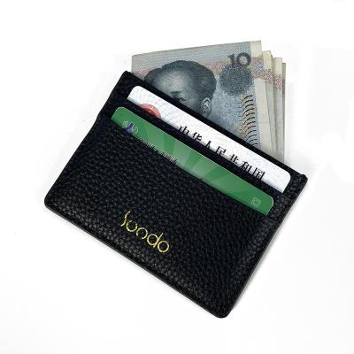 China 2021 NATIONAL SUNDO 2021 NATIONAL OEM Wallet Card Holder Genuine Leather Simple Tending Pebble Grain Credit Card Holder for sale