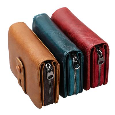 China Daily Hot Selling Man Wallet With Zipper Clutch Pure Color Wallet Coin Purse Genuine Leather ID Credit Cards Holder For Man for sale