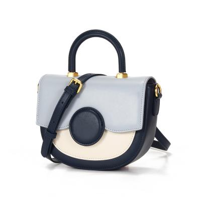 China Daily 2020 New Fashion Color Block Contrast Color Women's Real Leather Handbags Cross - Body Bags Handbag For Ladies Women for sale