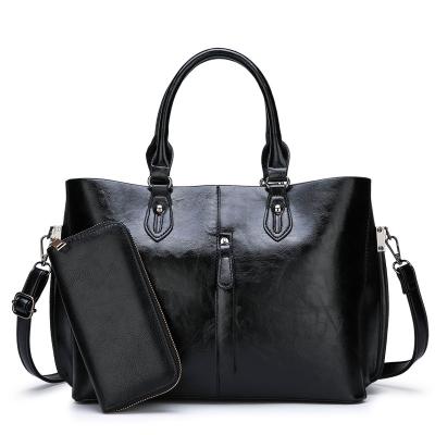 China 2020 Vintage 2020 Set Black Leather Fashion Faux PU Leather Large Capacity Custom Brand Purse Women Ladies Bags Handbag Set For Women 2020 Set for sale