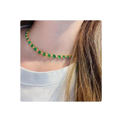 China Vintage GRC Certificate 7.8 Carat Sugar Attic 18k Gold Diamond Bracelet Natural Green Necklace for sale