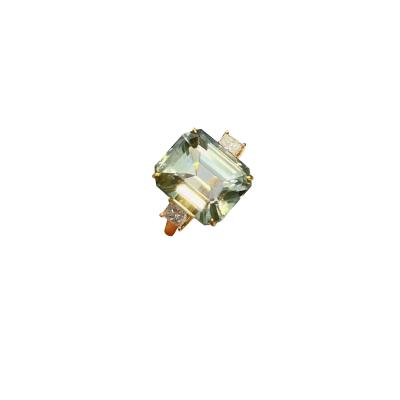 China Romantic Vitreous 8.1ct Emerald Cut Clean Full Fire Color Tourmaline Ring, Generous 18K Gold Diamond, Luxury Group Setting for sale