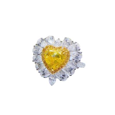 China Thick yellow love diamond love card Gia2.01 yellow diamond ringGorgeous color romantic yellow, for sale