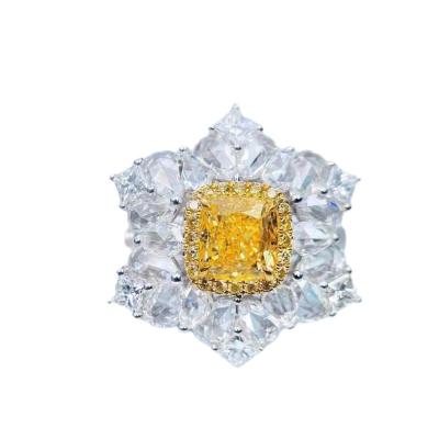 China Shangxin FASHION " 1.5Ct Medium Color Yellow Diamond Ring" is the standard medium color of the main stone, and the color is the su for sale