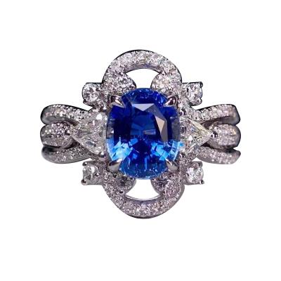 China 2.15ct Sri Lanka cornflower sapphire ring romantic retro court style dual function style, which can be cut into three single stone style for sale